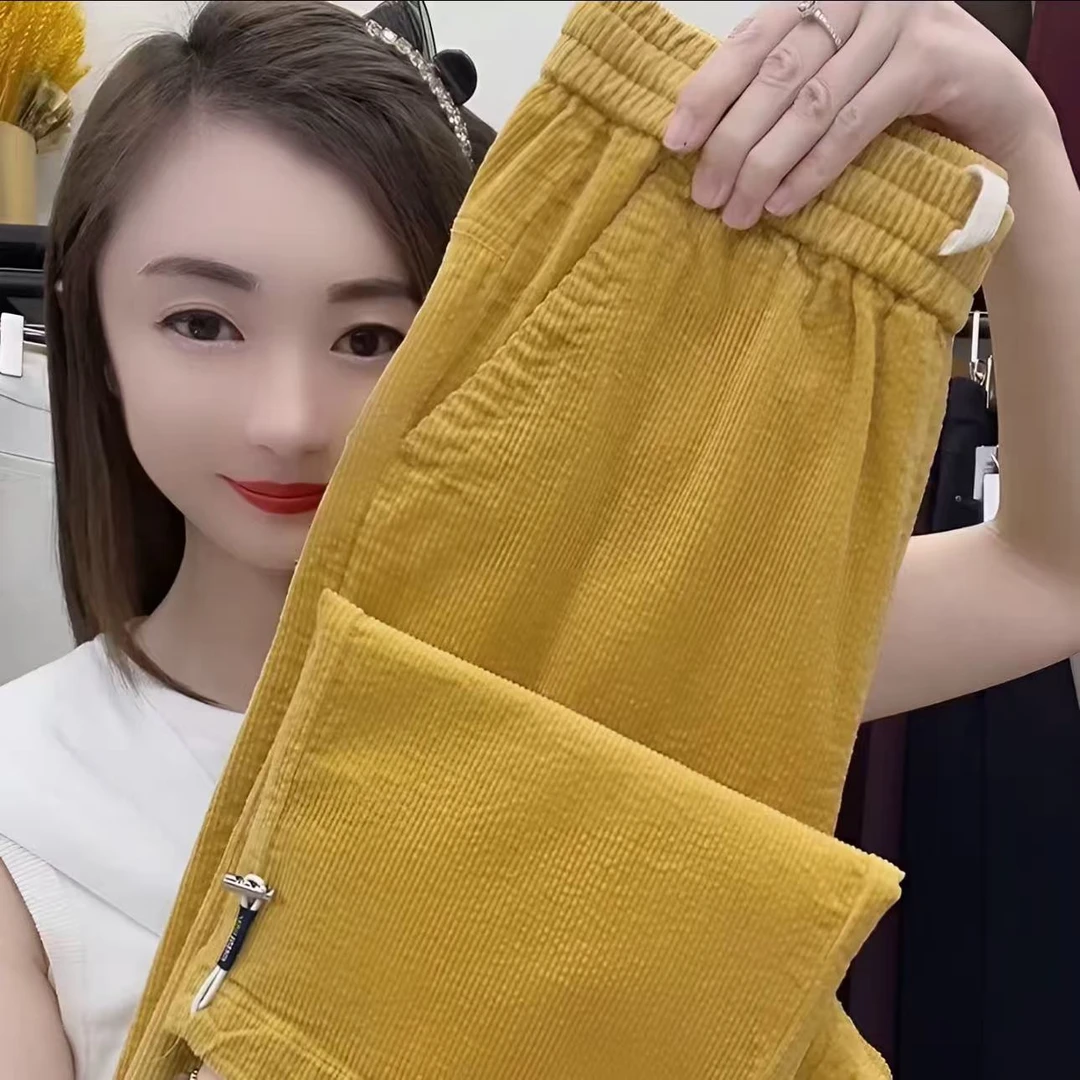 宽松慵懒风阔腿裤女秋冬厚款2025新款小个子高腰雪尼尔直筒休闲裤