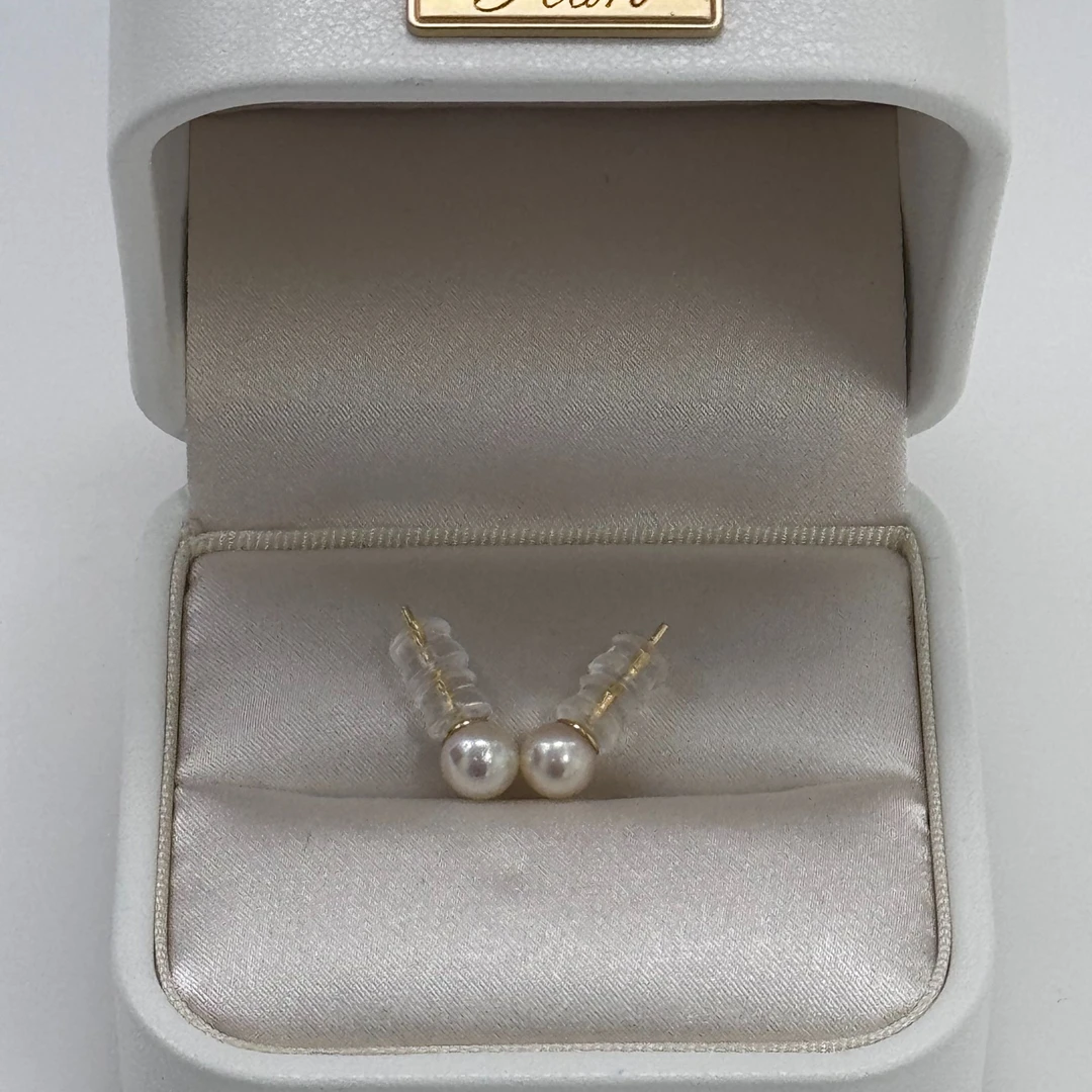 S925银海水akoya珍珠耳钉5MM左右  SS126