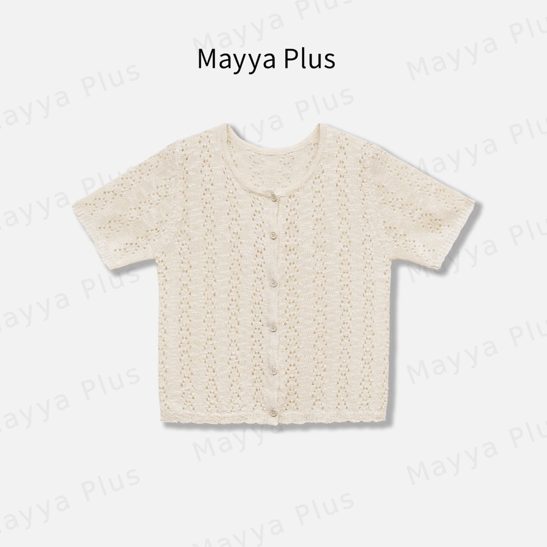 【气泡水】Mayya Plus麦芽定制法式小香风针织开衫短袖衬衫32526716