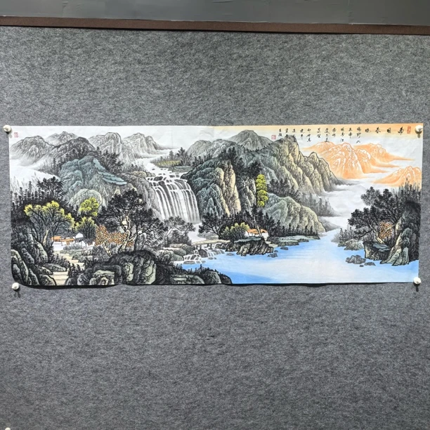 唐建平180×70手绘画芯带证书 图片可供参考 构图相似任发