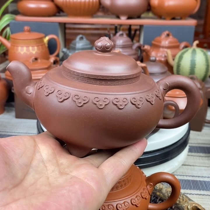 紫砂茶壶云肩如意380cc原矿一厂老底曹青新年特价