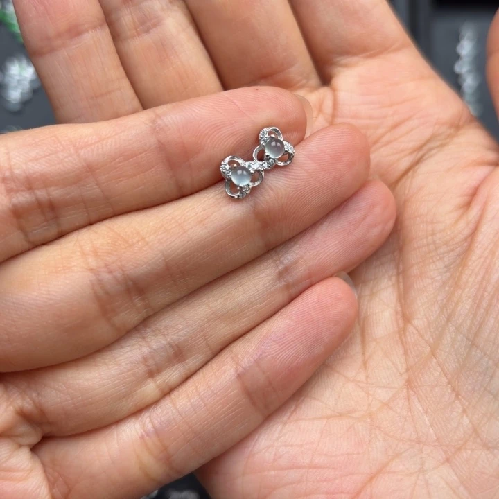 翡翠银S925镶嵌耳饰