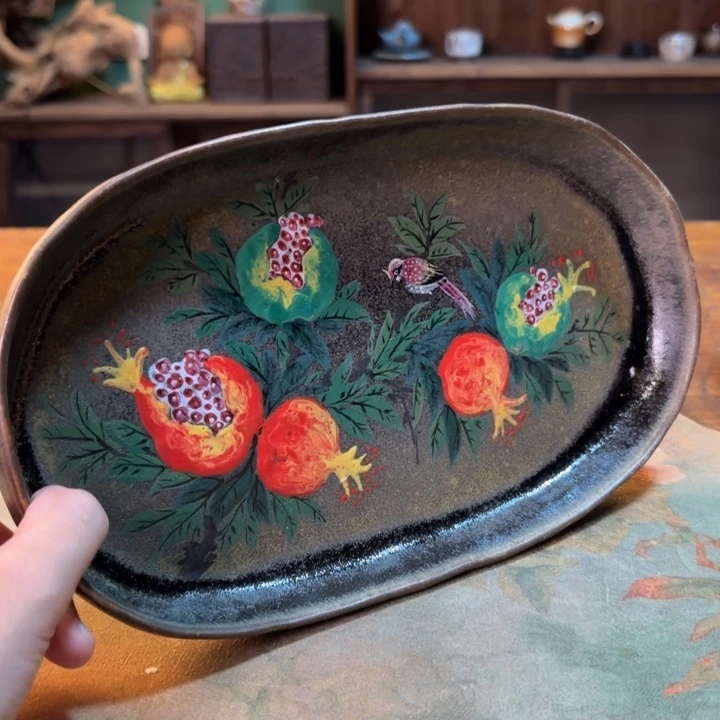 柴烧纯手工手绘陶瓷