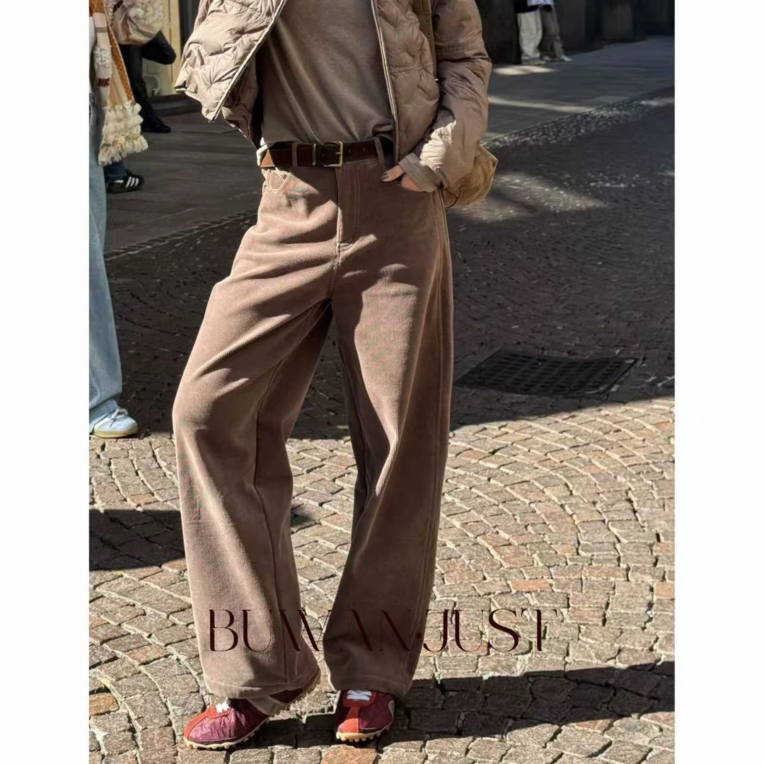 BUWANJUST【复古主义】定制加厚加绒结构感廓形灯芯绒裤  B1010