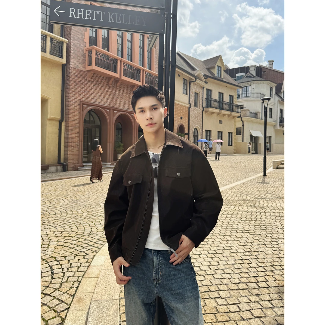 美式复古『琥珀流光风』秋冬西部铆钉设计短款休闲高级感夹克外套