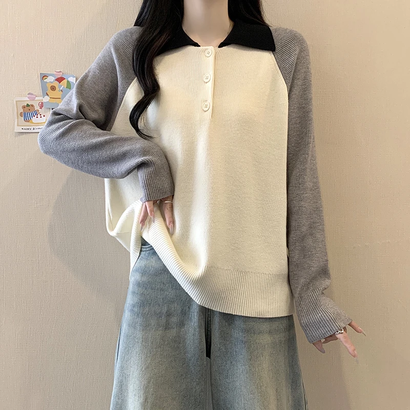 【琦琦】秋冬新款胖mm大码插肩袖休闲套头针织衫宽松显瘦毛衣上衣女