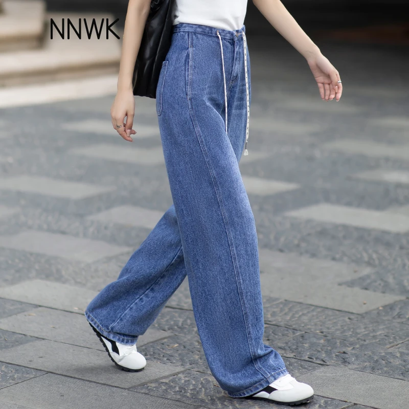 垂坠感牛仔裤女2025新款莱赛尔直筒香蕉裤显瘦垂感春秋宽松弯刀裤