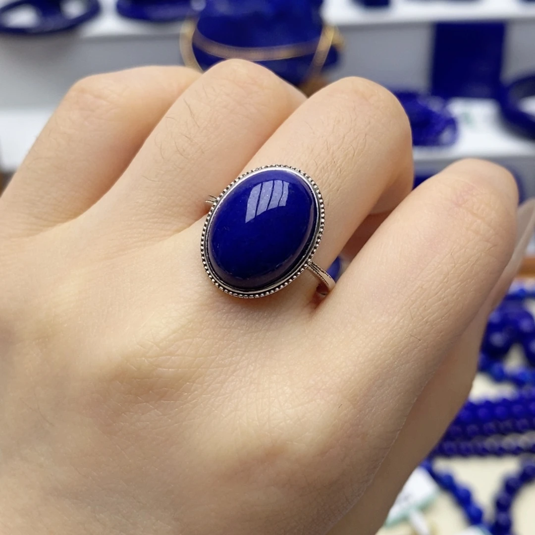 青金石银S925镶嵌戒指