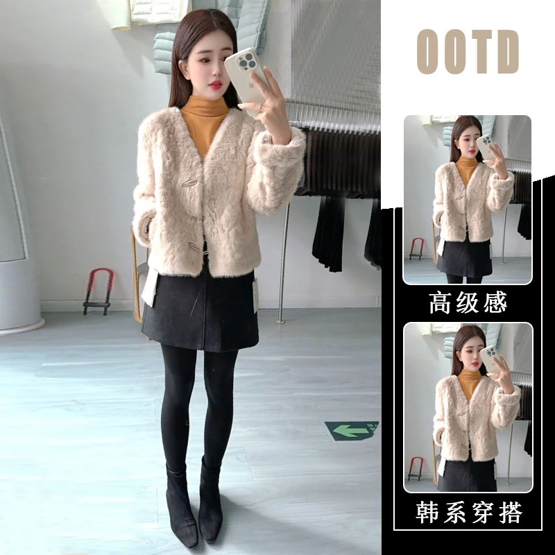 2025冬季时尚新款韩版宽松软糯外套女显瘦减龄绝美气质毛毛上衣潮