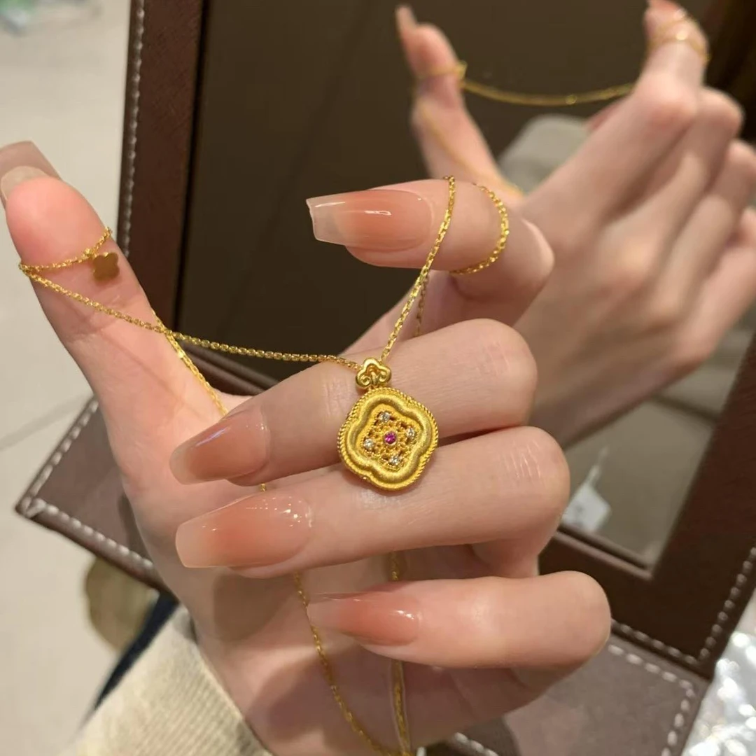 合金吊坠 「四合如意」四叶草项链女轻奢小众高级感吊坠转运锁骨链