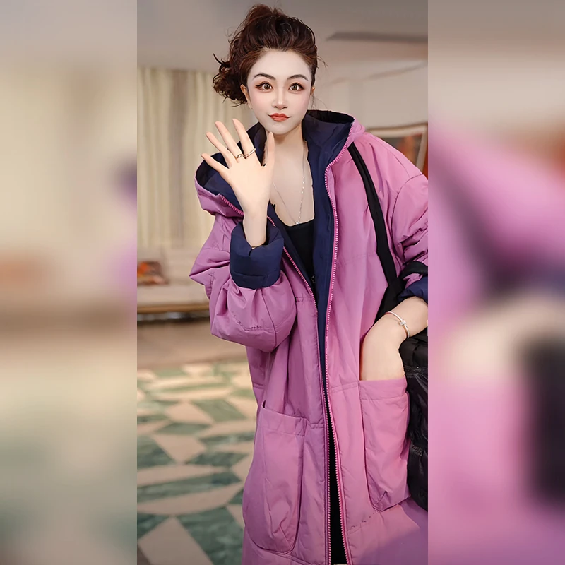 【Linda姐高端线】冬季时尚保暖休闲双面穿连帽棉服外套AF5WMF0260