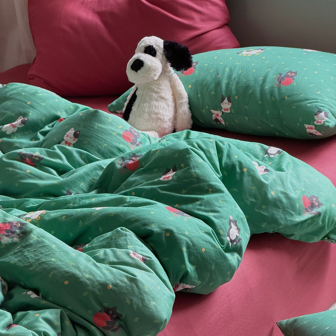 春夏全棉小碎花双层纱四件套100%纯棉ins小清新床单被套床上用品