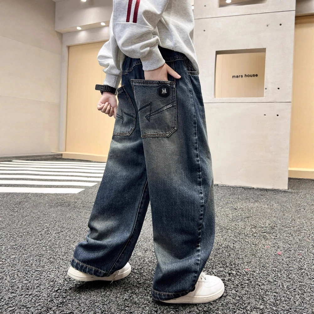 儿童装男童秋装裤子2025新款中大童春秋款男孩牛仔裤秋季痞帅长裤
