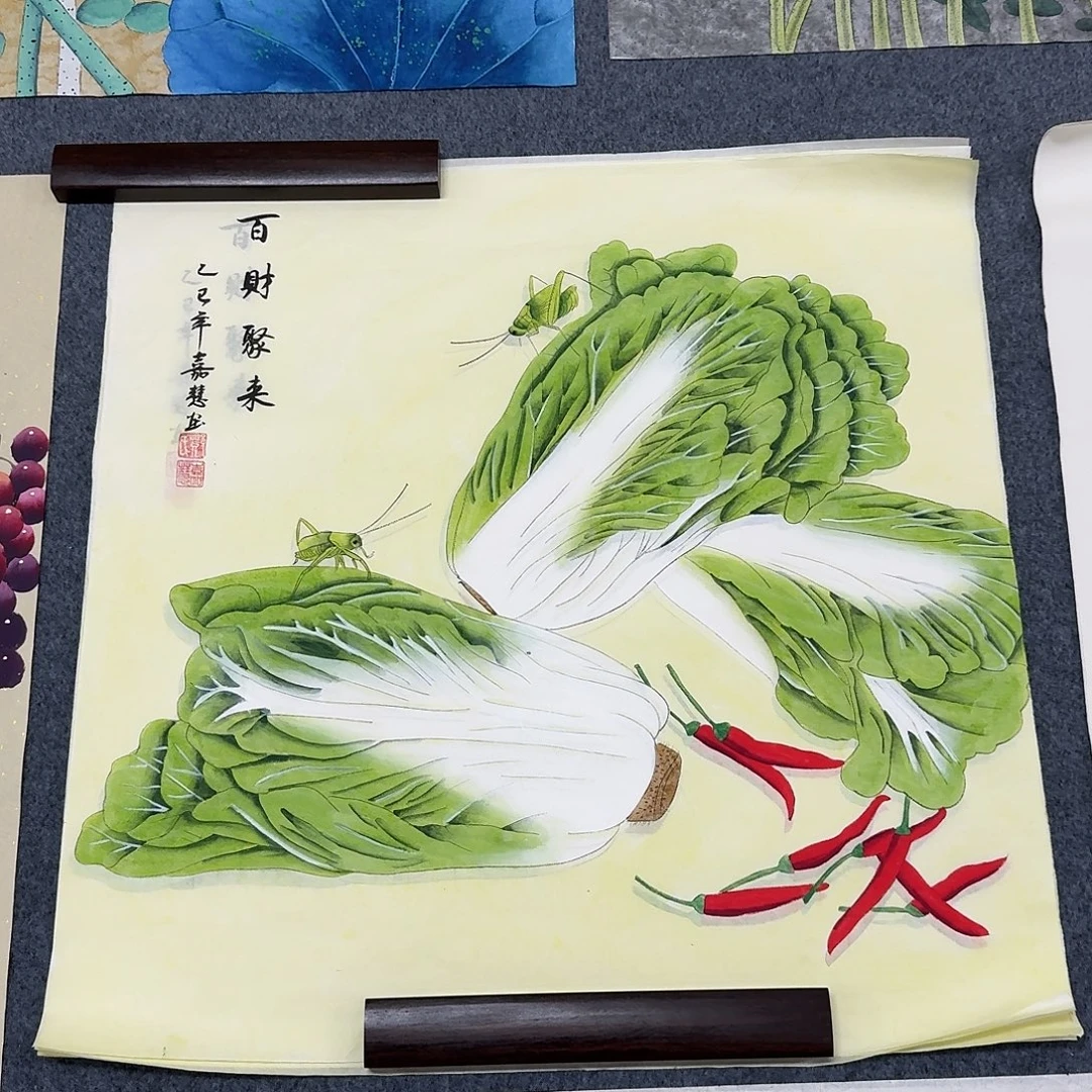国画四尺斗方70X70纯手绘作品
