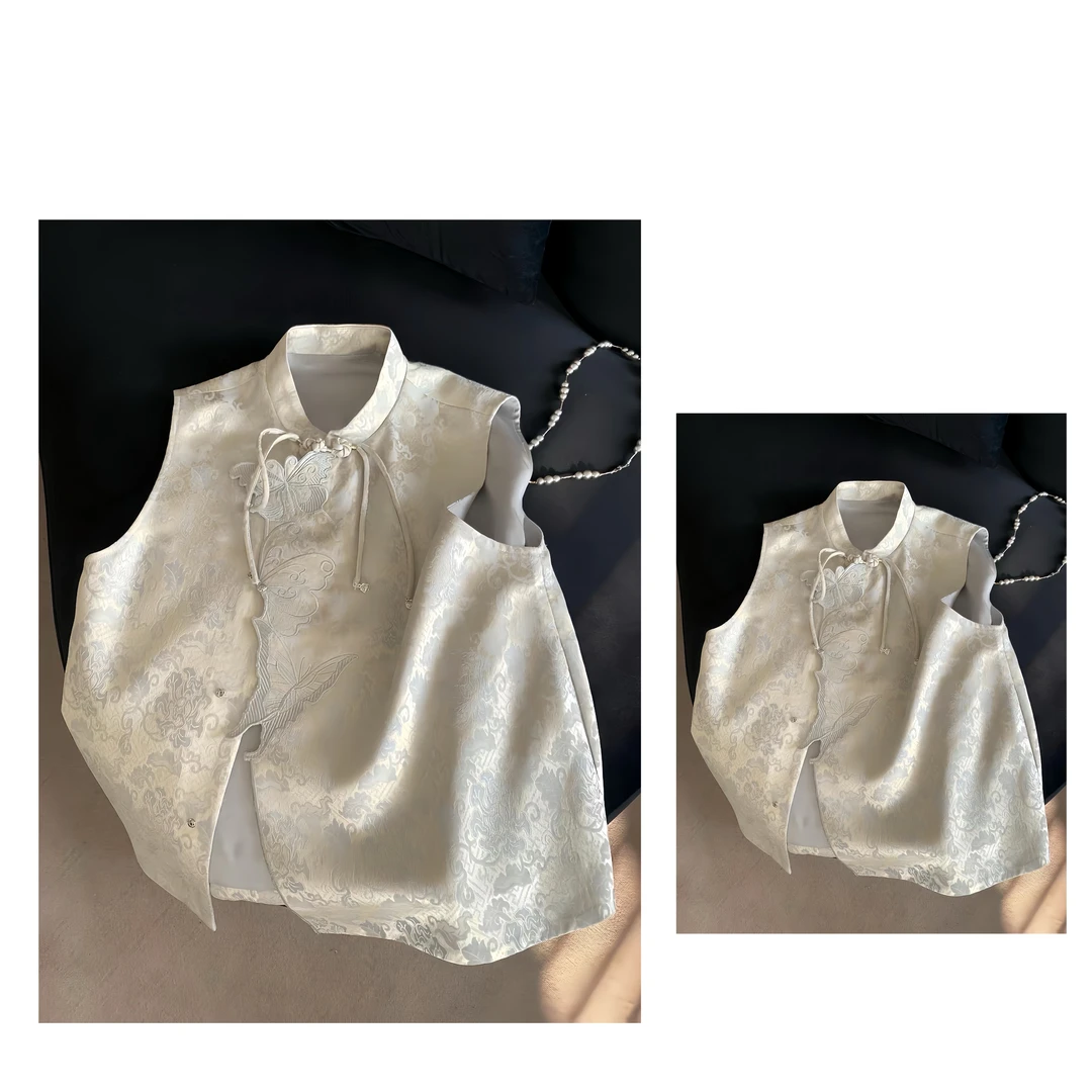 {蝶花恋}新中式设计款人丝提花蝴蝶马甲2025-M-2876