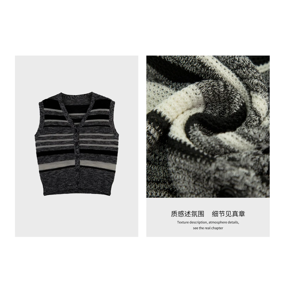 KERR SONG 有熳 |‘’南境‘’小众高级条纹撞色针织背心  88288