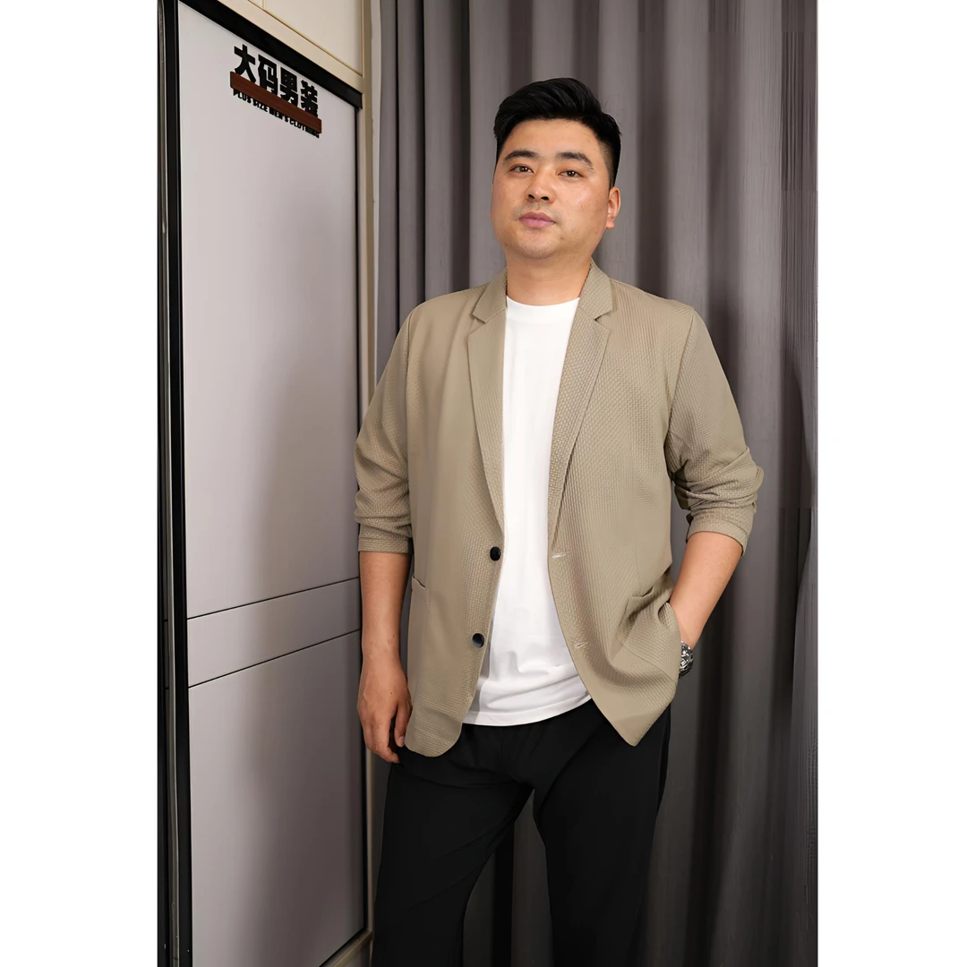 透气夏季西服上装轻薄透气西服春夏秋冬男装上衣秋季轻奢加肥大码