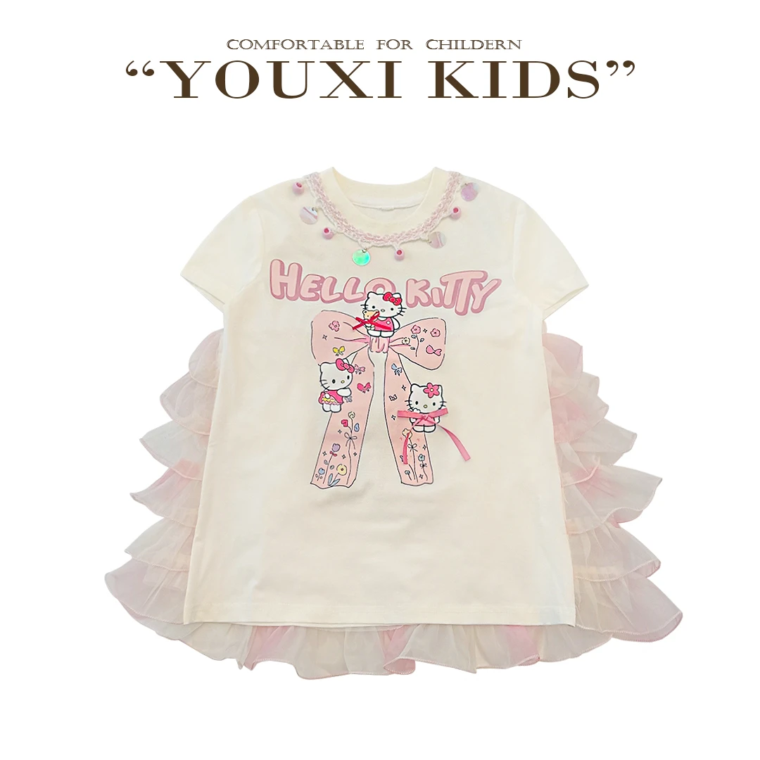 现飞飞家·流光溢彩25新款夏季女童T裙拼接蛋糕裙纱纱裙FF2818