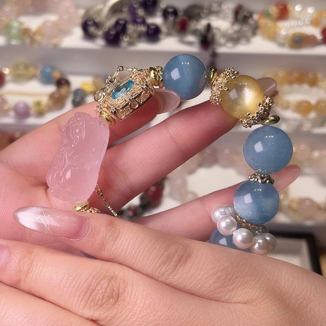 水晶手链合金我***呀尺寸
