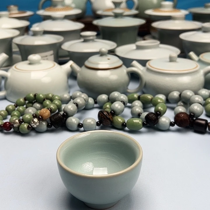 杯微微暇天青罗汗杯原矿原釉原产地