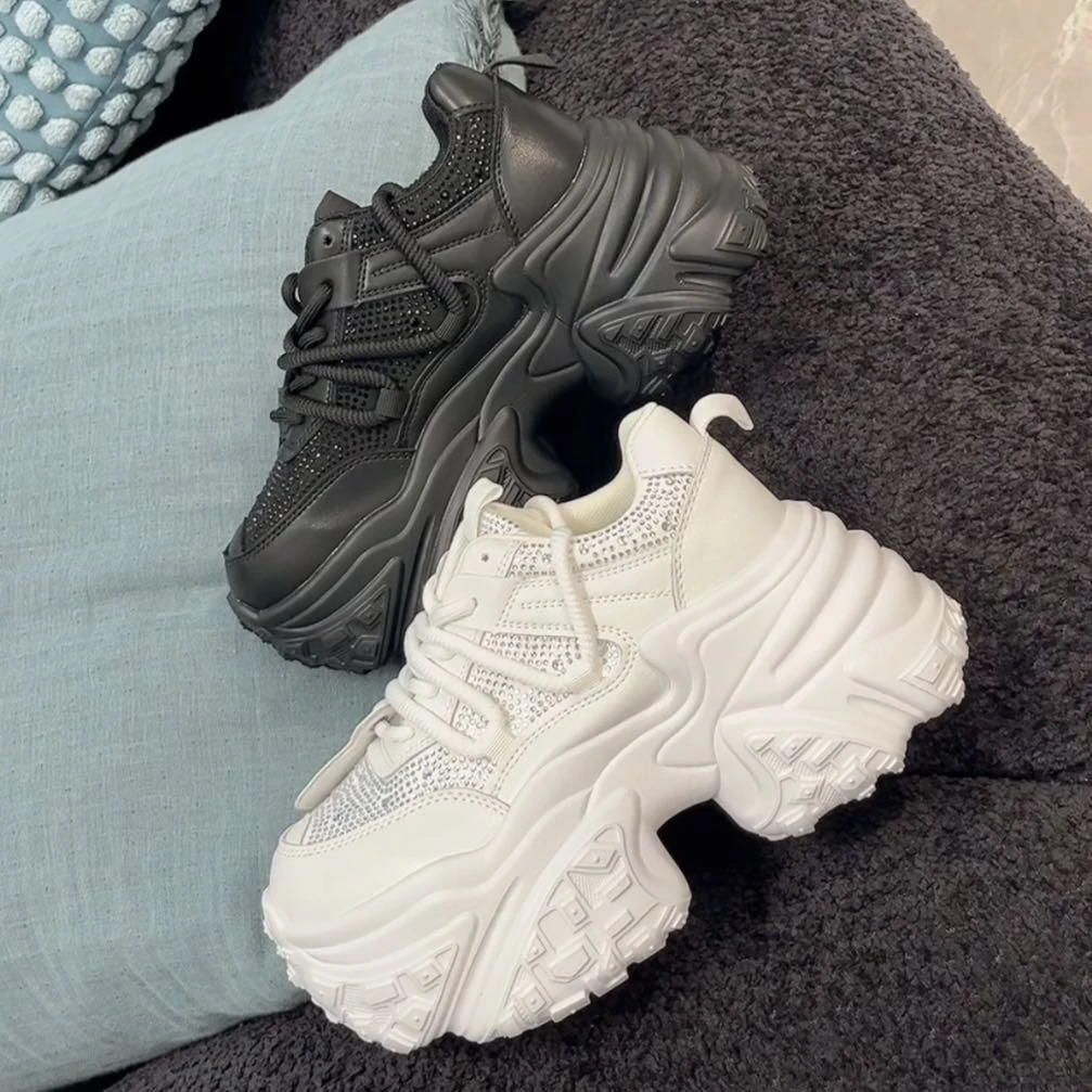 【模特腿】超轻厚底增高新款秋款休闲百搭亮钻老爹鞋