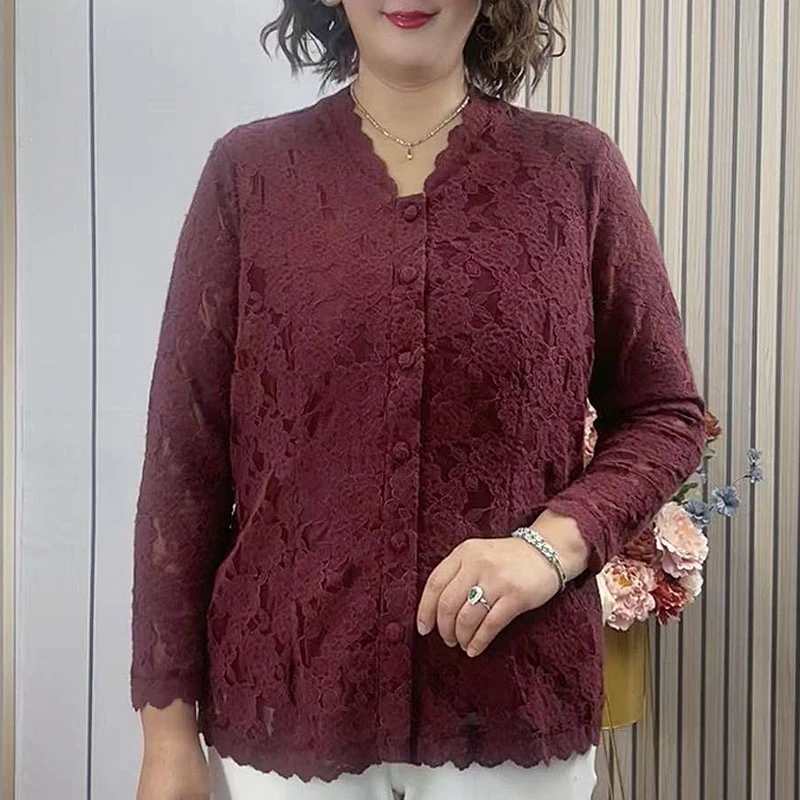 5488大码女装v领磨毛蕾丝衬衫200斤秋季新款打底衫洋气遮肚子上衣