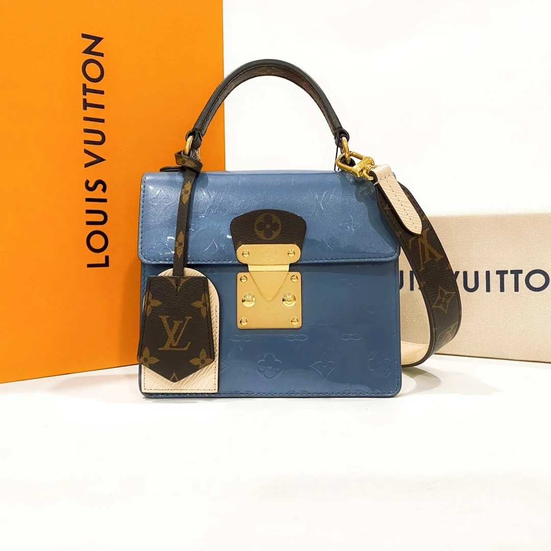 95新 LouisVuitton/路易威登 拼色漆皮春街Springstreet单肩包