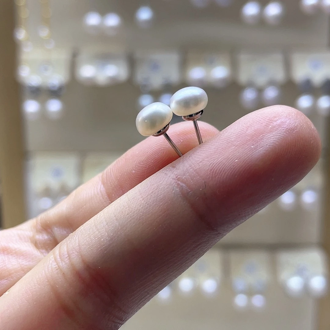 银S925镶嵌淡水珍珠耳饰