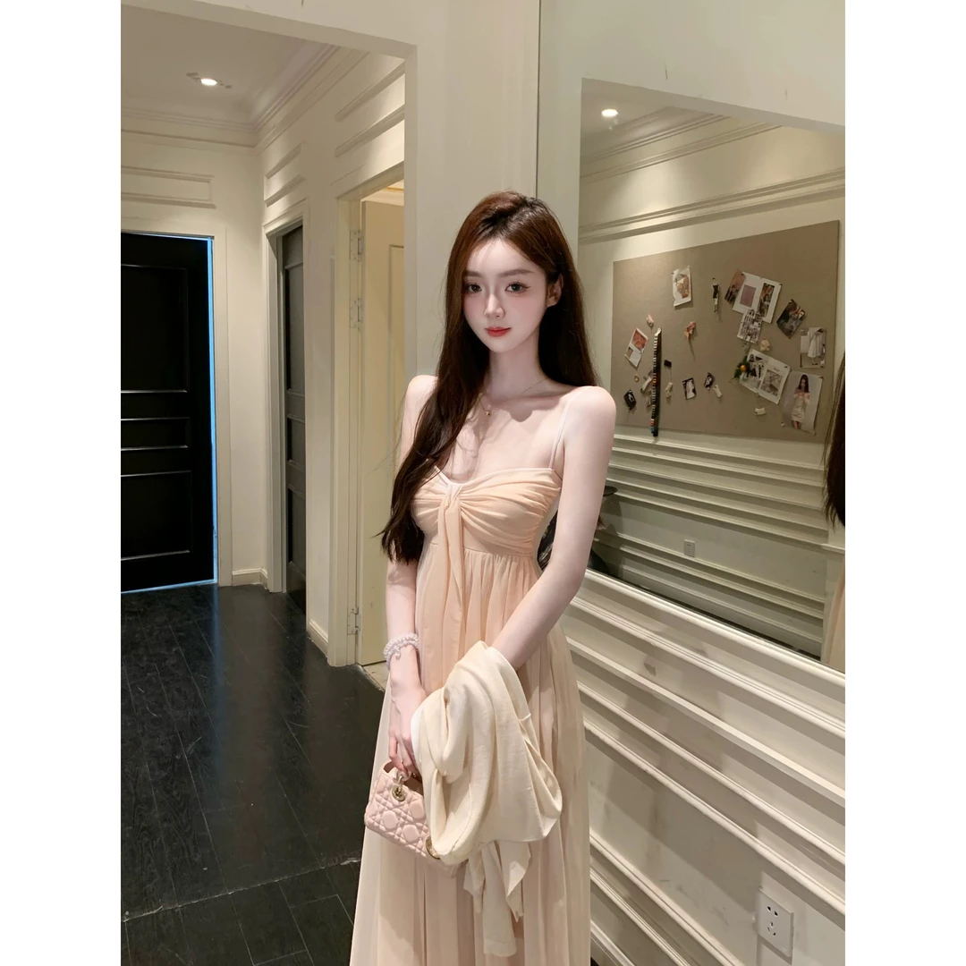 白水女芙蕖盈盈甜美软糯氛围感纯欲温柔氛围感抹胸轻奢连衣裙9628