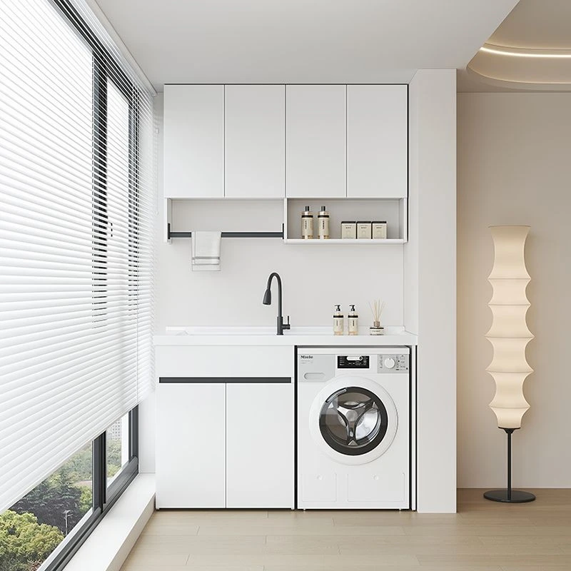 2025年新款定制阳台洗衣柜一体柜组合带搓衣板洗脸洗手脸盆阳台柜