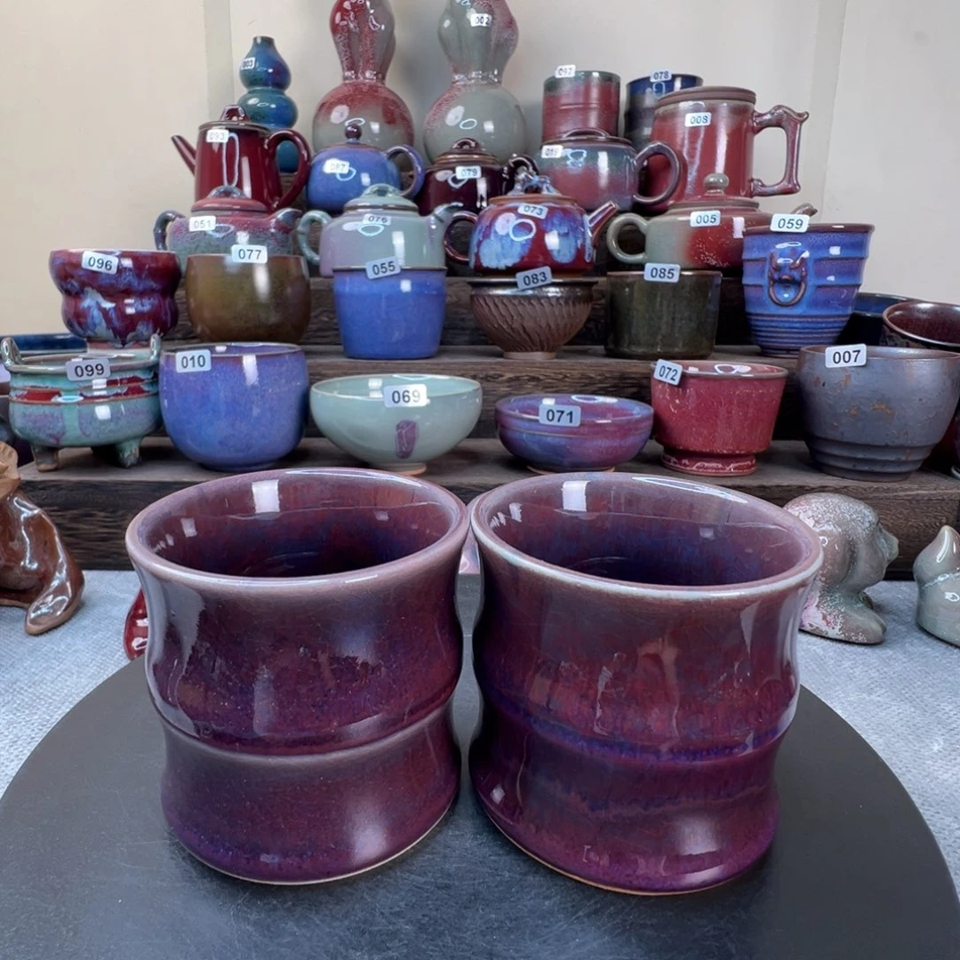 特价微微瑕竹节杯一对满容120m l