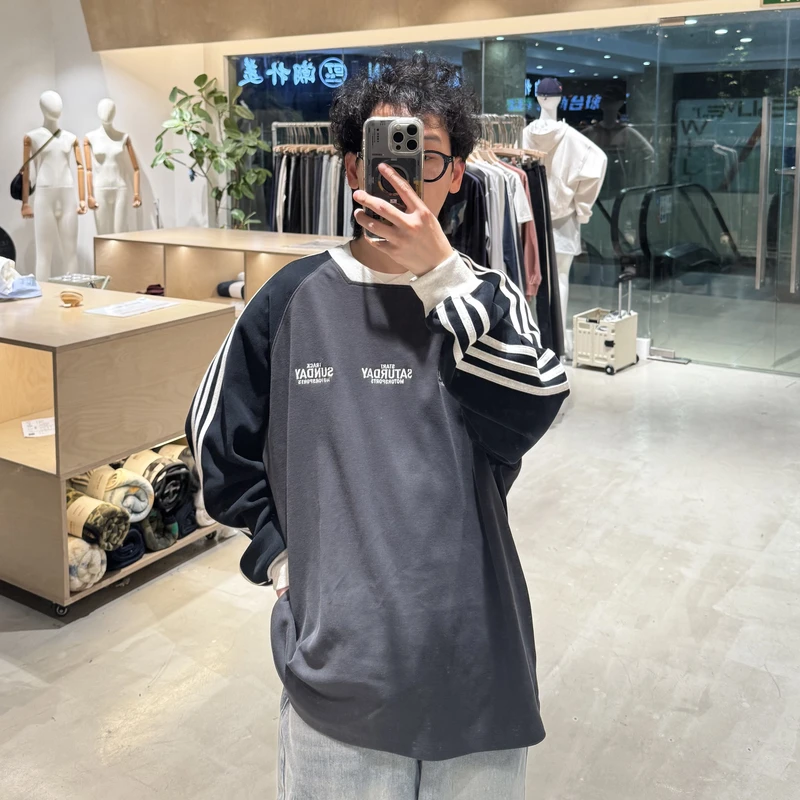 秋季新品常规款绣花插肩长袖卫衣时尚休闲LF25248