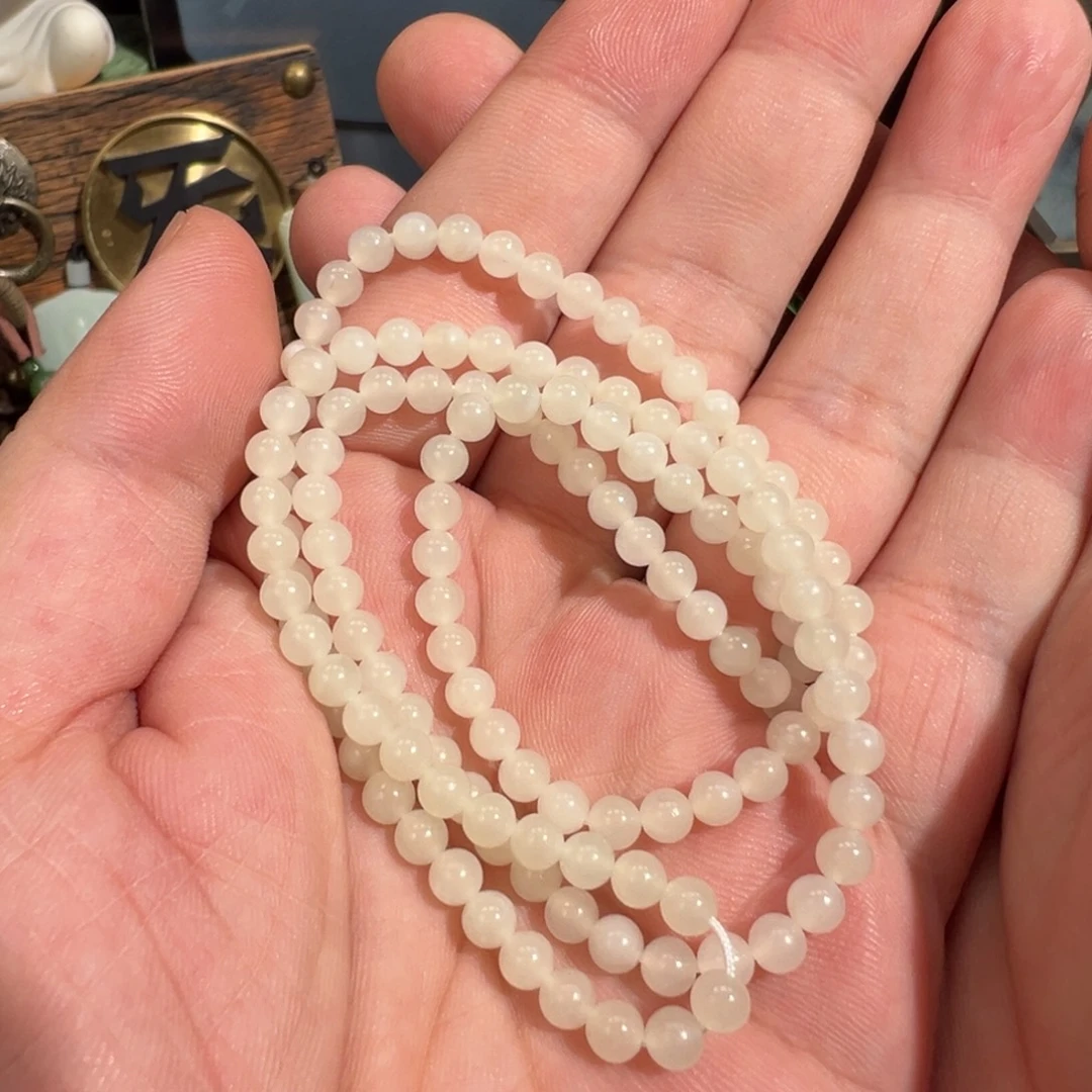 和田玉未镶嵌项链新疆暖白4.5mm万能链男女同款晚场福利