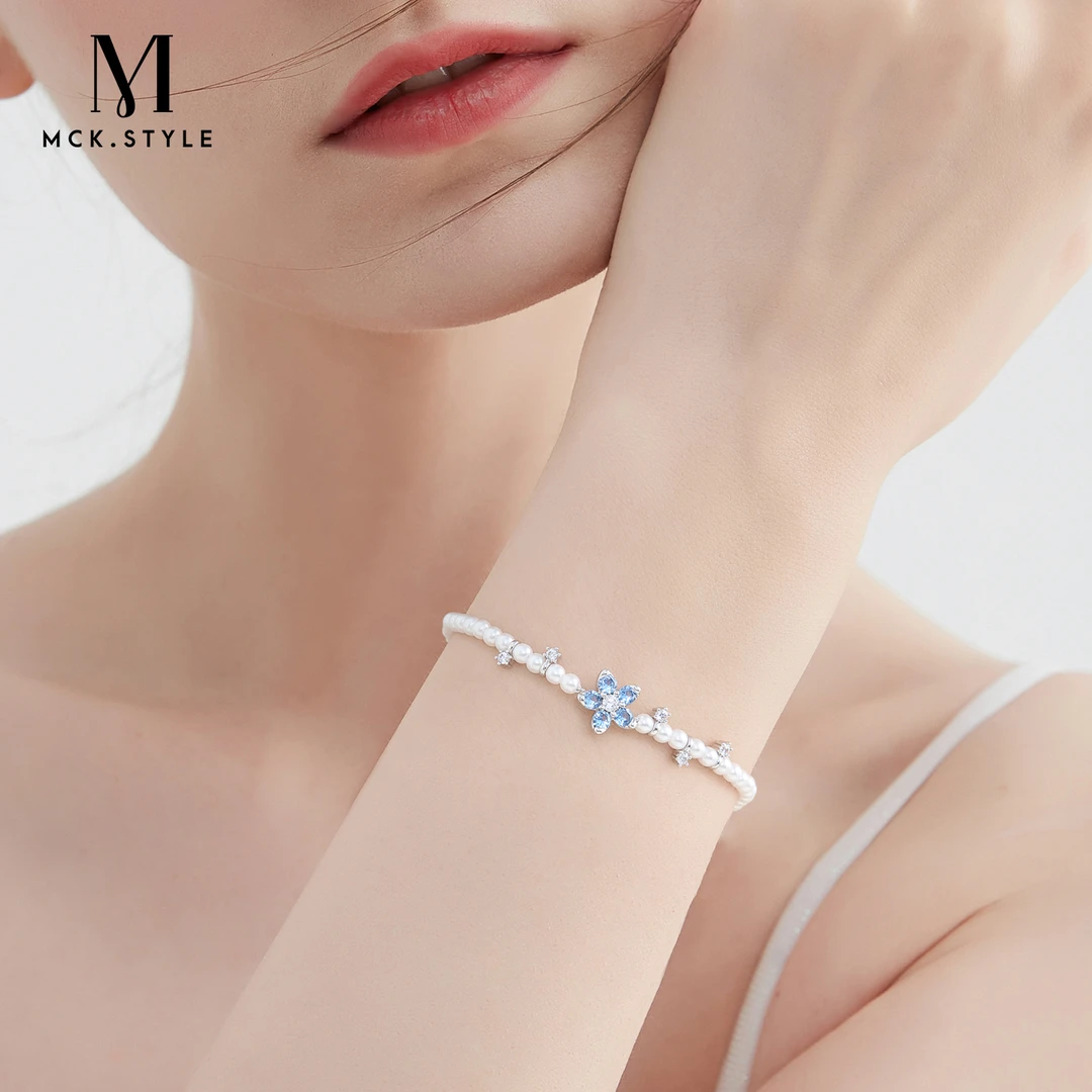 925银仿珍珠手链 设计师款晨露繁花手链女高级感轻奢小众精致手饰