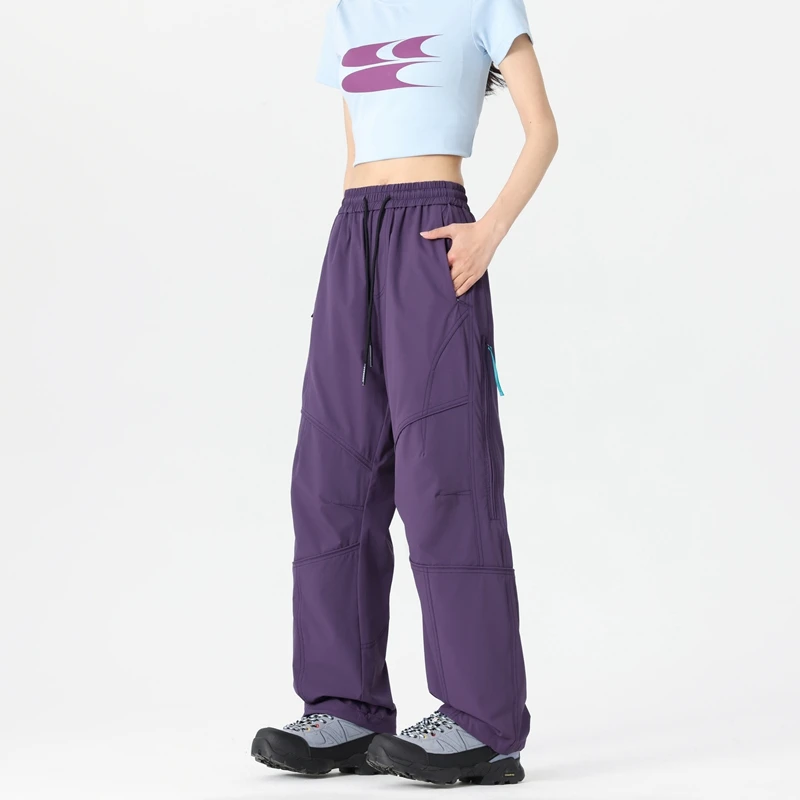 户外轻量运动软壳冲锋裤男女夏季潮牌防泼水宽松工装裤徒步休闲裤