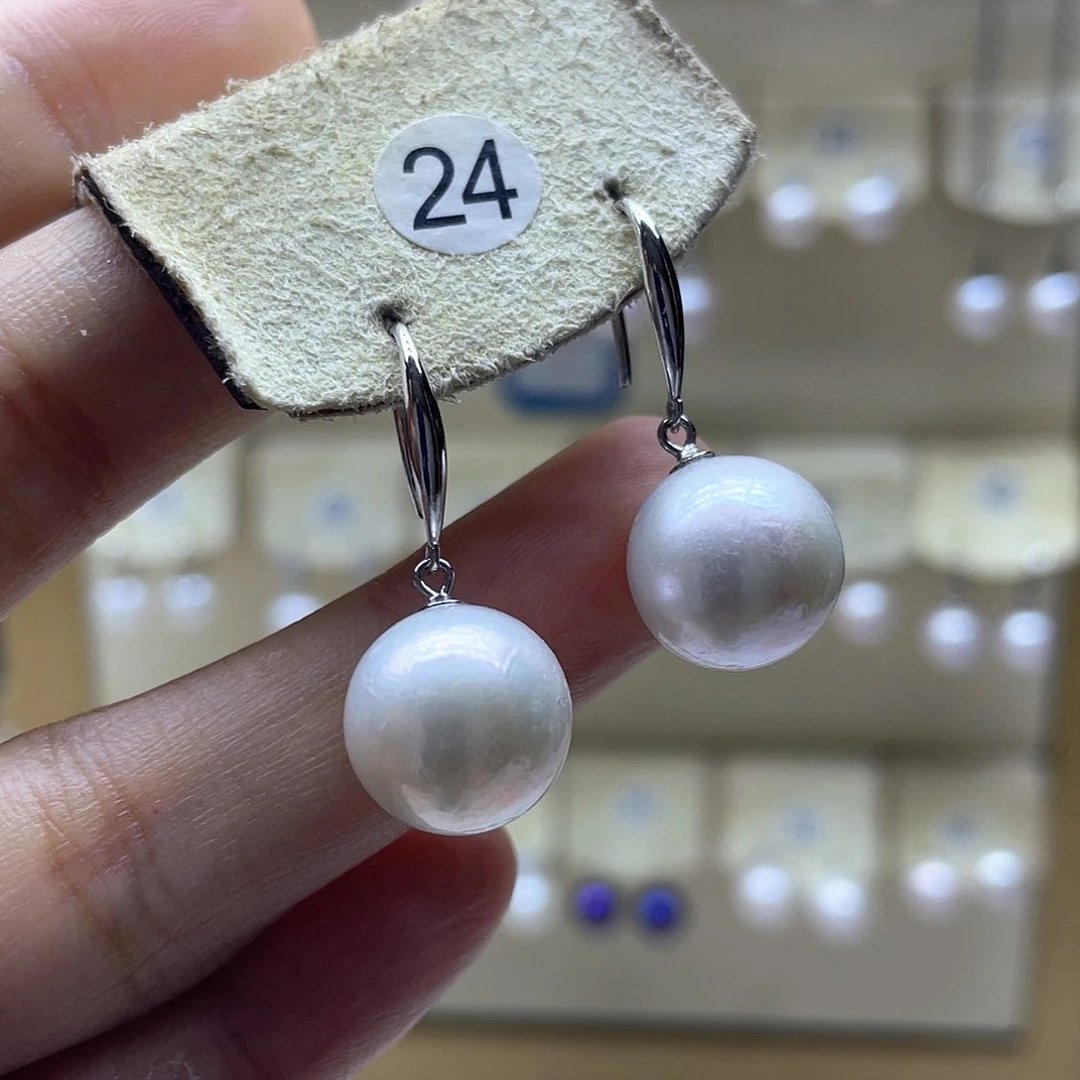 银S925镶嵌淡水珍珠耳饰