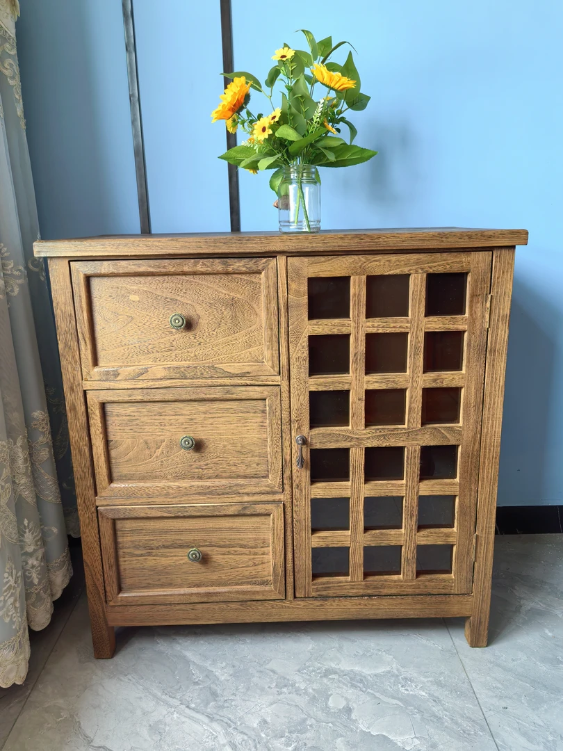 田园实木收纳斗柜储物柜客厅柜80*40*80