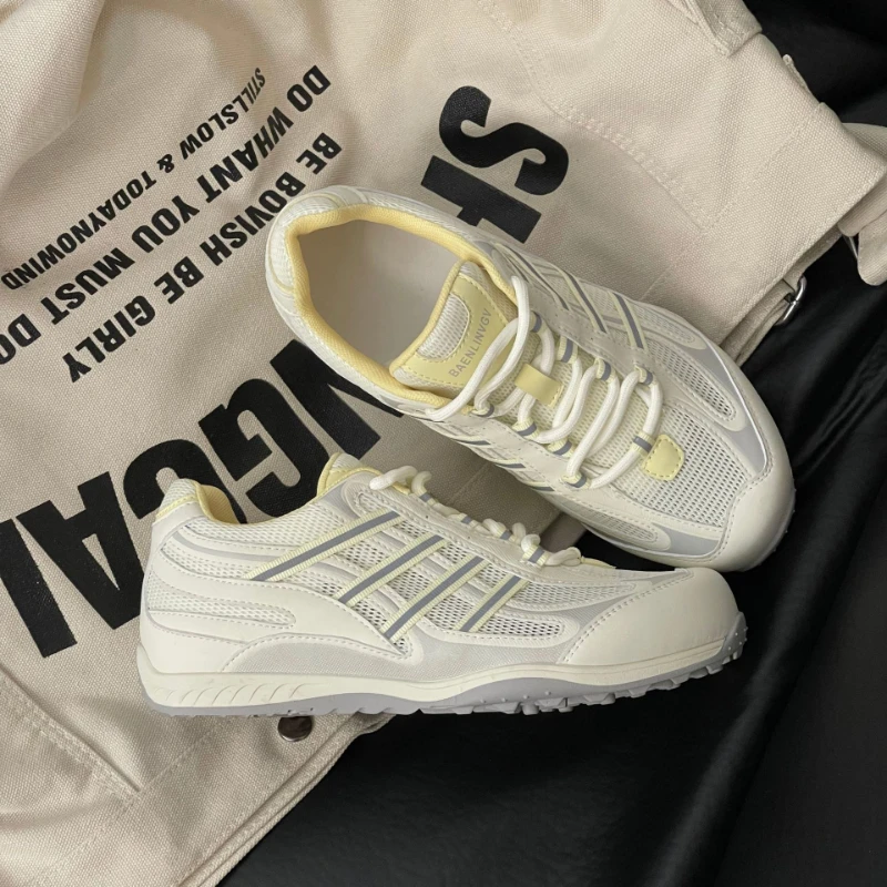 网面透气拼色小个子老爹鞋女2025夏季新款厚底运动休闲德训鞋