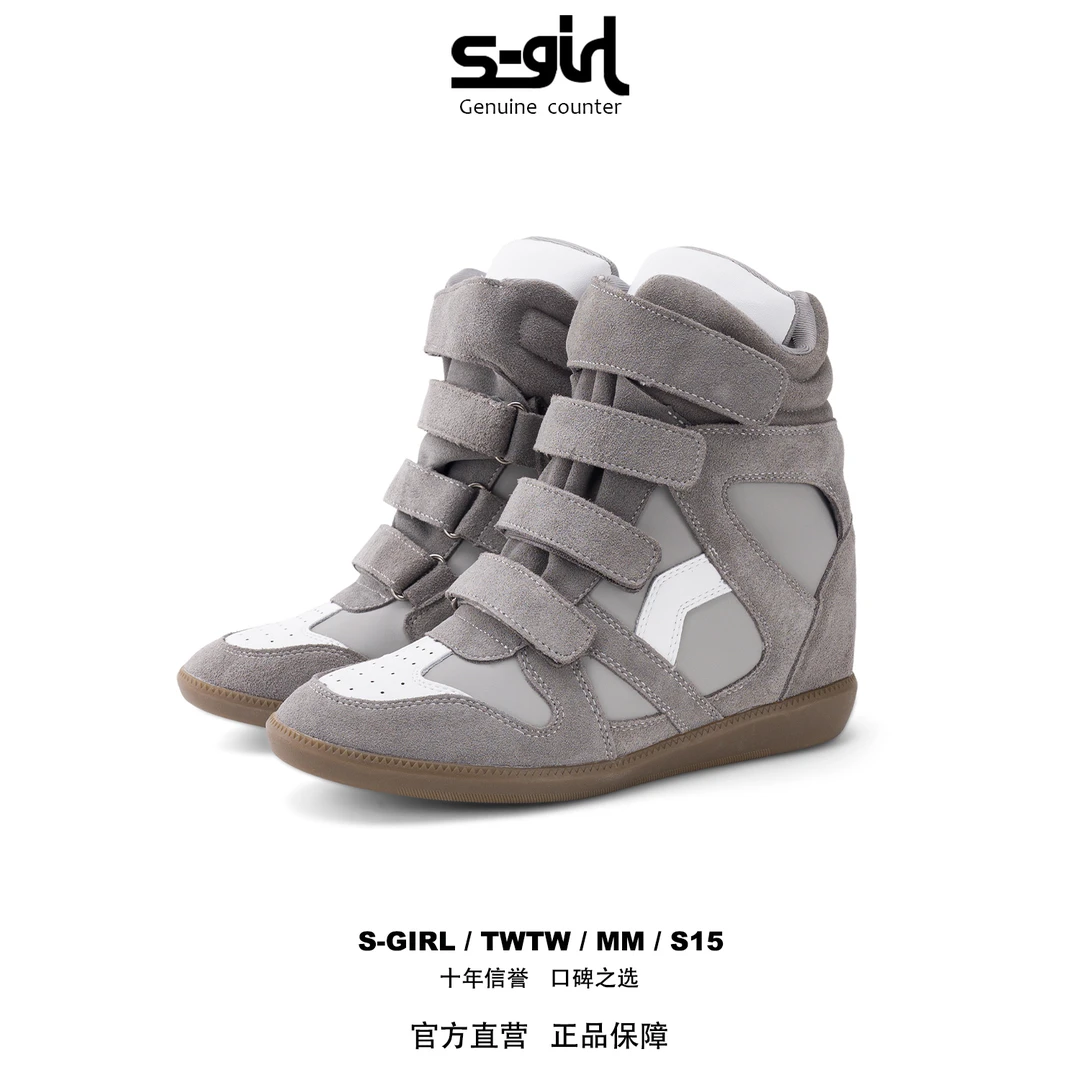 SGIRL TWTW魔术贴高帮鞋女2025秋季新款百搭休闲韩版内增高运动鞋
