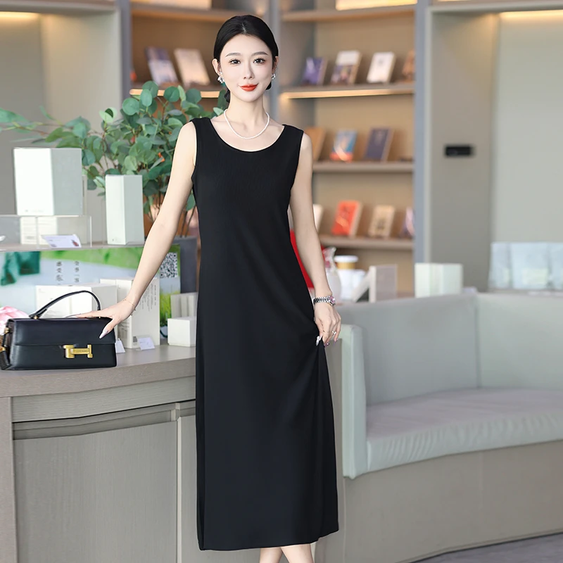 时尚轻奢气质显瘦性感长款收腰修身打底吊带裙夏季纯色-70203L