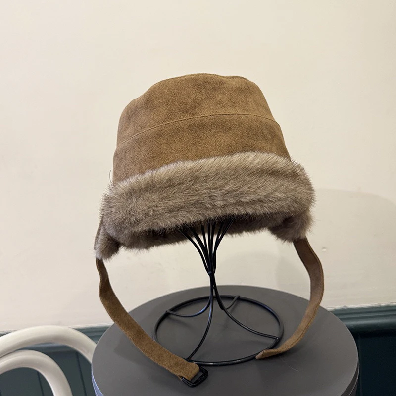 韩系毛绒护耳雷锋帽女秋冬加厚保暖显脸小百搭防风帽