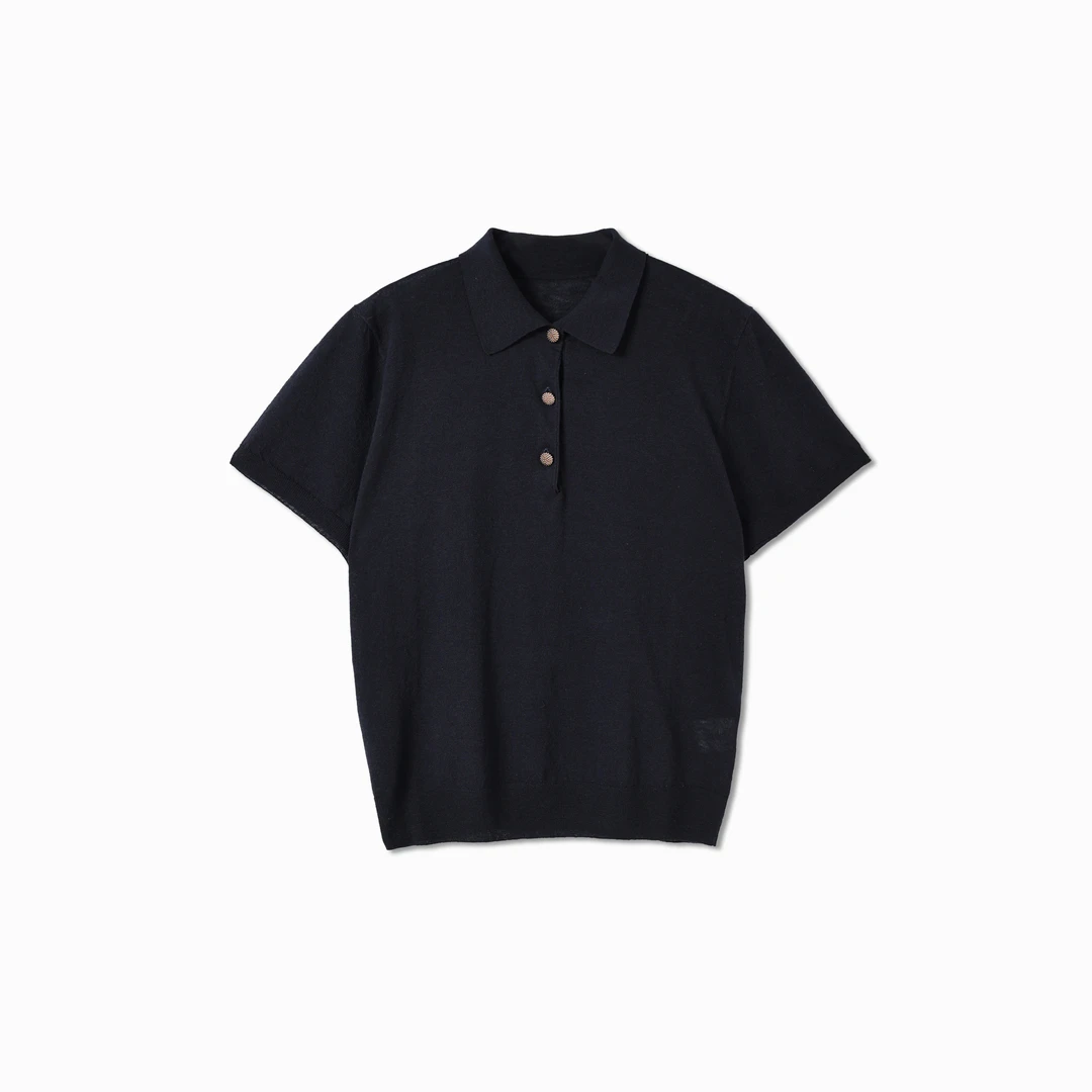 薄款套头款针织衫纯色polo上衣短袖 NYN-5355