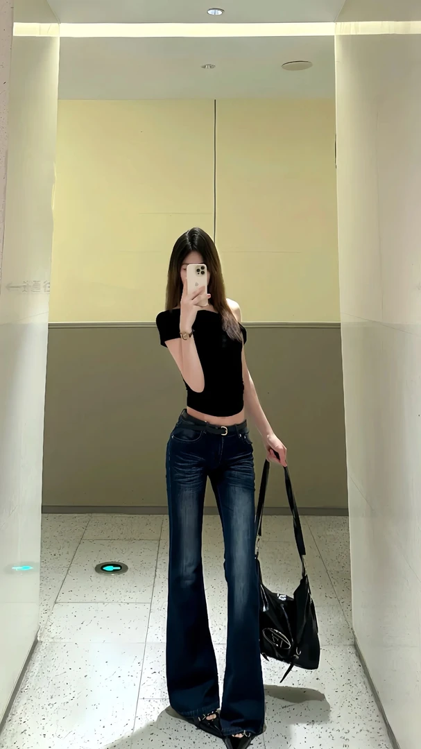 高品质女装牛仔裤气质喇叭裤秋季时尚百搭巨修身巨显瘦微喇叭