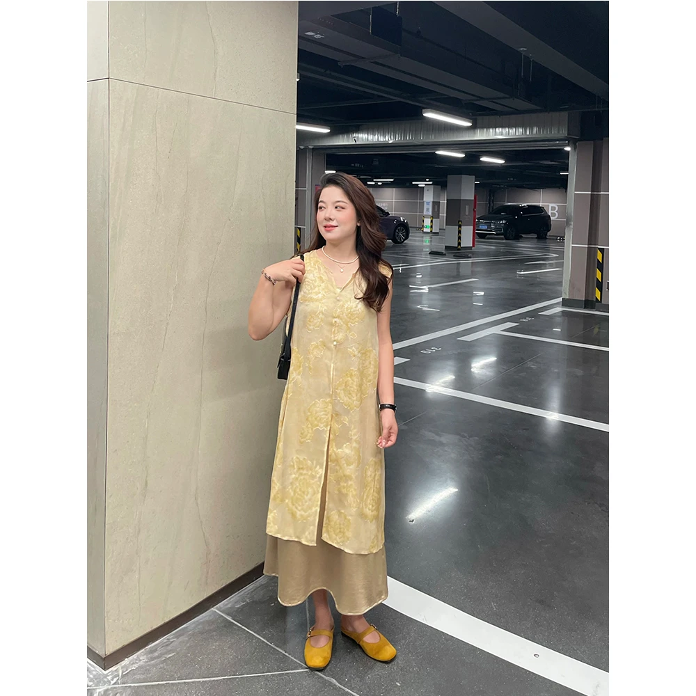 WenWen小个子新中式国风2025新款叠穿马甲衬衫显瘦上衣4158