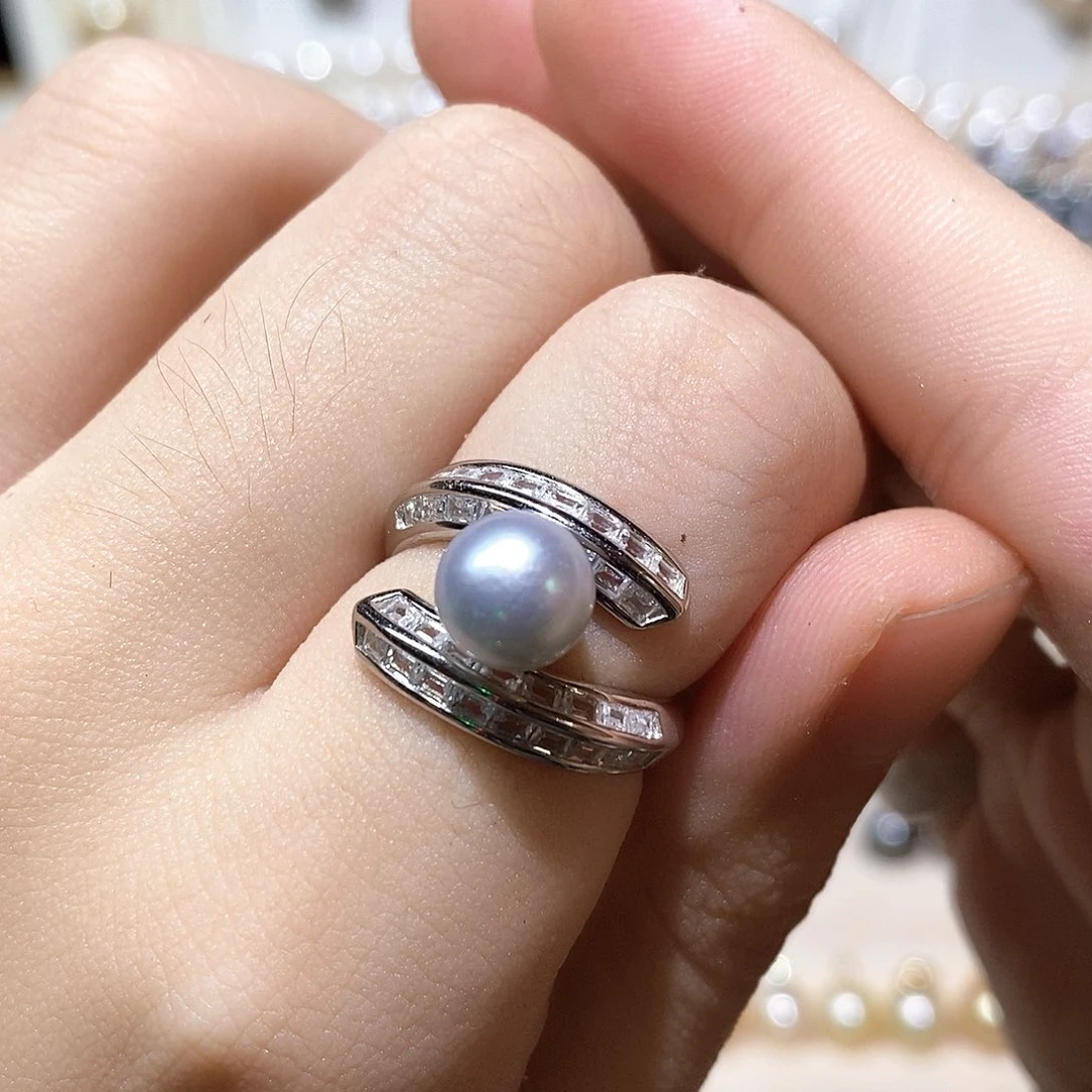 海水珍珠戒指银S925镶嵌