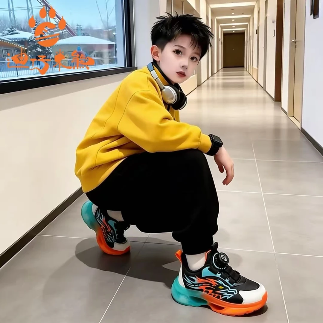 儿童运动鞋男童鞋子2025秋冬季新款皮面防水中大童男孩防滑跑步鞋