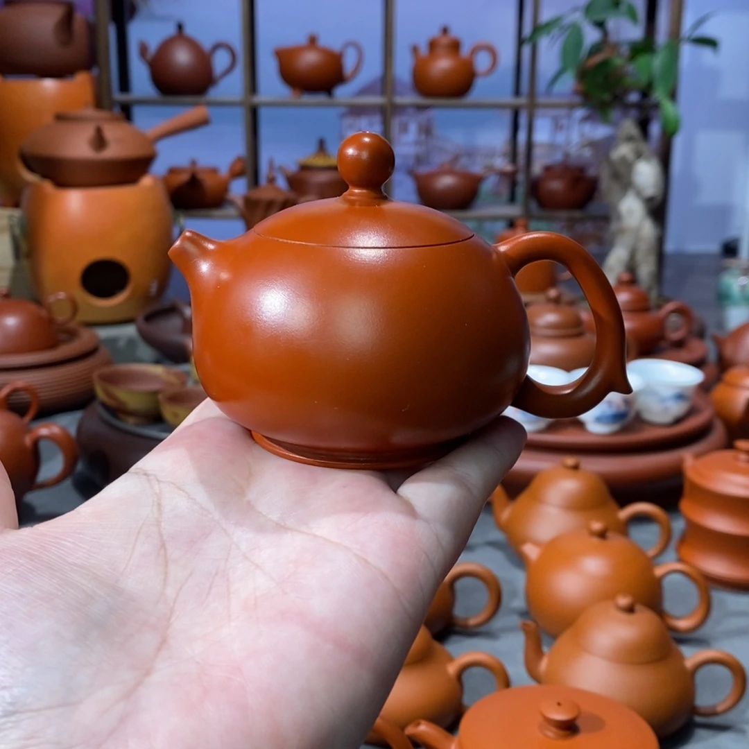 紫砂茶壶荣记大红袍朱泥西施110