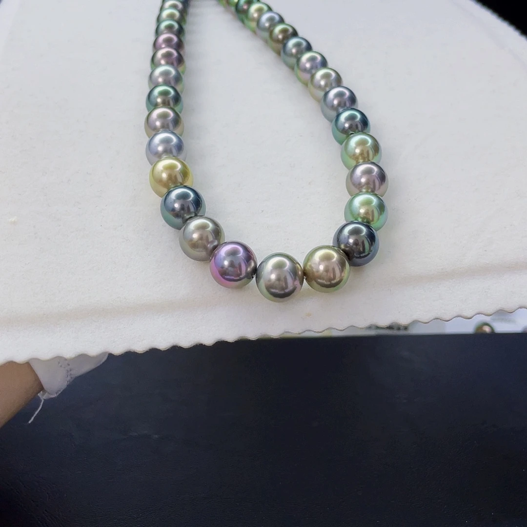 未镶嵌海水珍珠串链10-11.3mm大溪地混彩项链