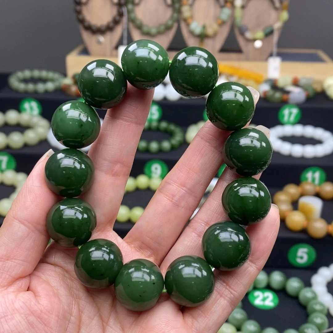 和田玉手链未镶嵌碧玉17m m