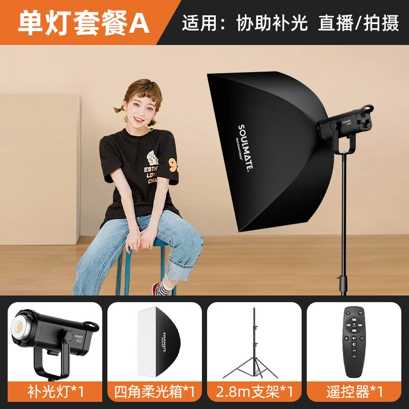 数魅启程300W双色温直播间补光灯摄影美颜灯室内用球形柔